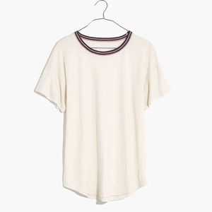 Madewell Whisper Cotton Striped Rib-Crewneck Ringer Tee